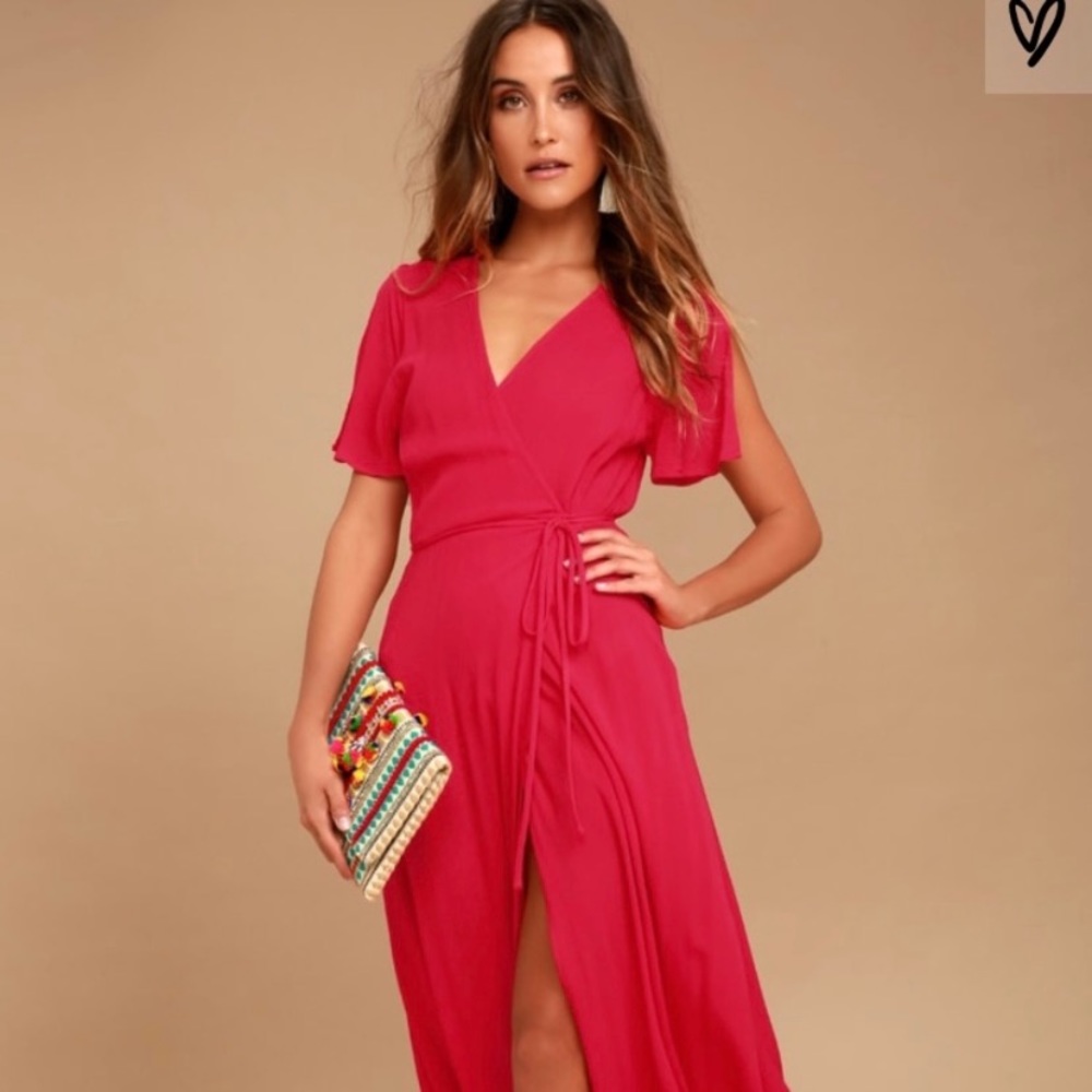 Lulu’s Red Wrap Maxi Dress